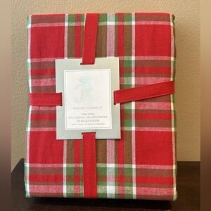 Farmhouse Rachel Ashwell Christmas Red Green Tablecloth Plaid 60”x144” Oblong